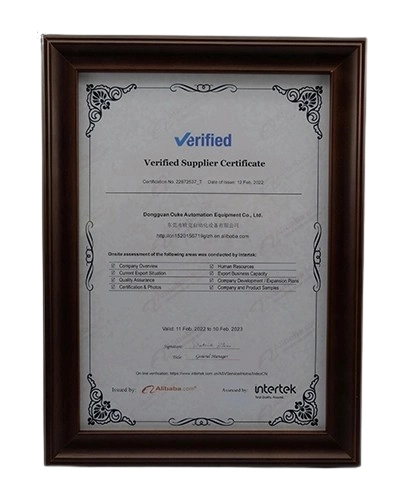 veifed supplier certifhcate